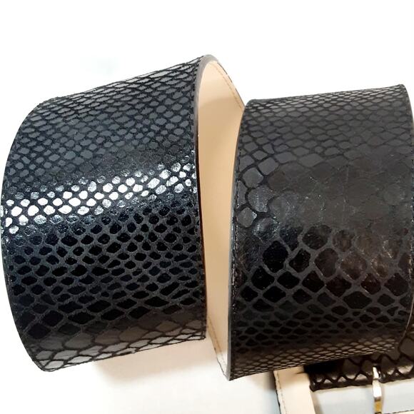 BCBGMaxazria Vintage Wide Black Snake Embossed Faux Leather Belt Size Small main image 8